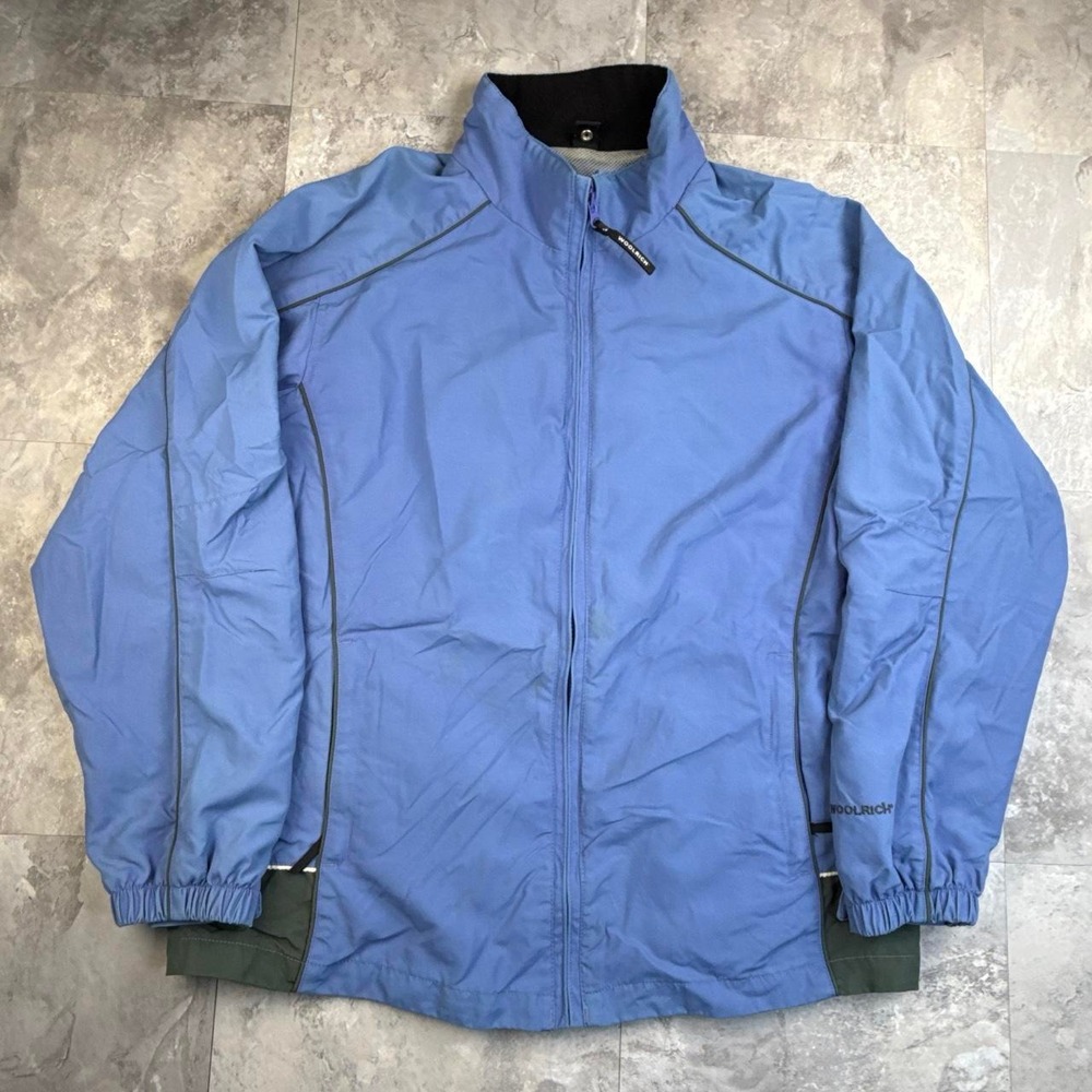 Vintage wool rich blue zip up windbreaker style jacket size large